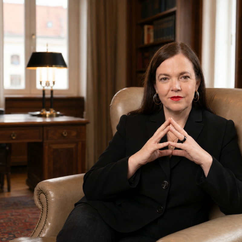 Petra Binder beim fokussierten Arbeiten am Schreibtisch zum Thema effektiv arbeiten als Unternehmer