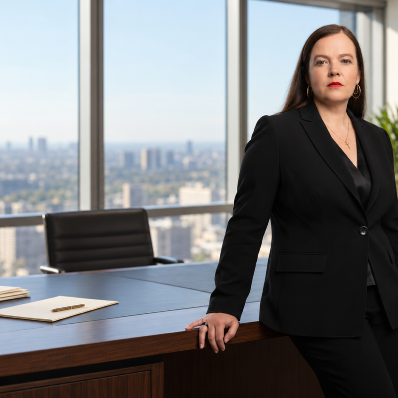 Petra Binder trifft am Schreibtisch eine klare Entscheidung, um Decision Fatigue im Unternehmeralltag zu vermeiden.