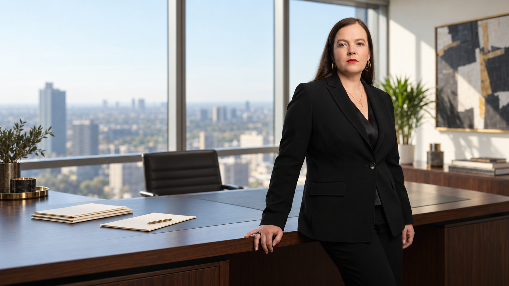 Petra Binder trifft am Schreibtisch eine klare Entscheidung, um Decision Fatigue im Unternehmeralltag zu vermeiden.
